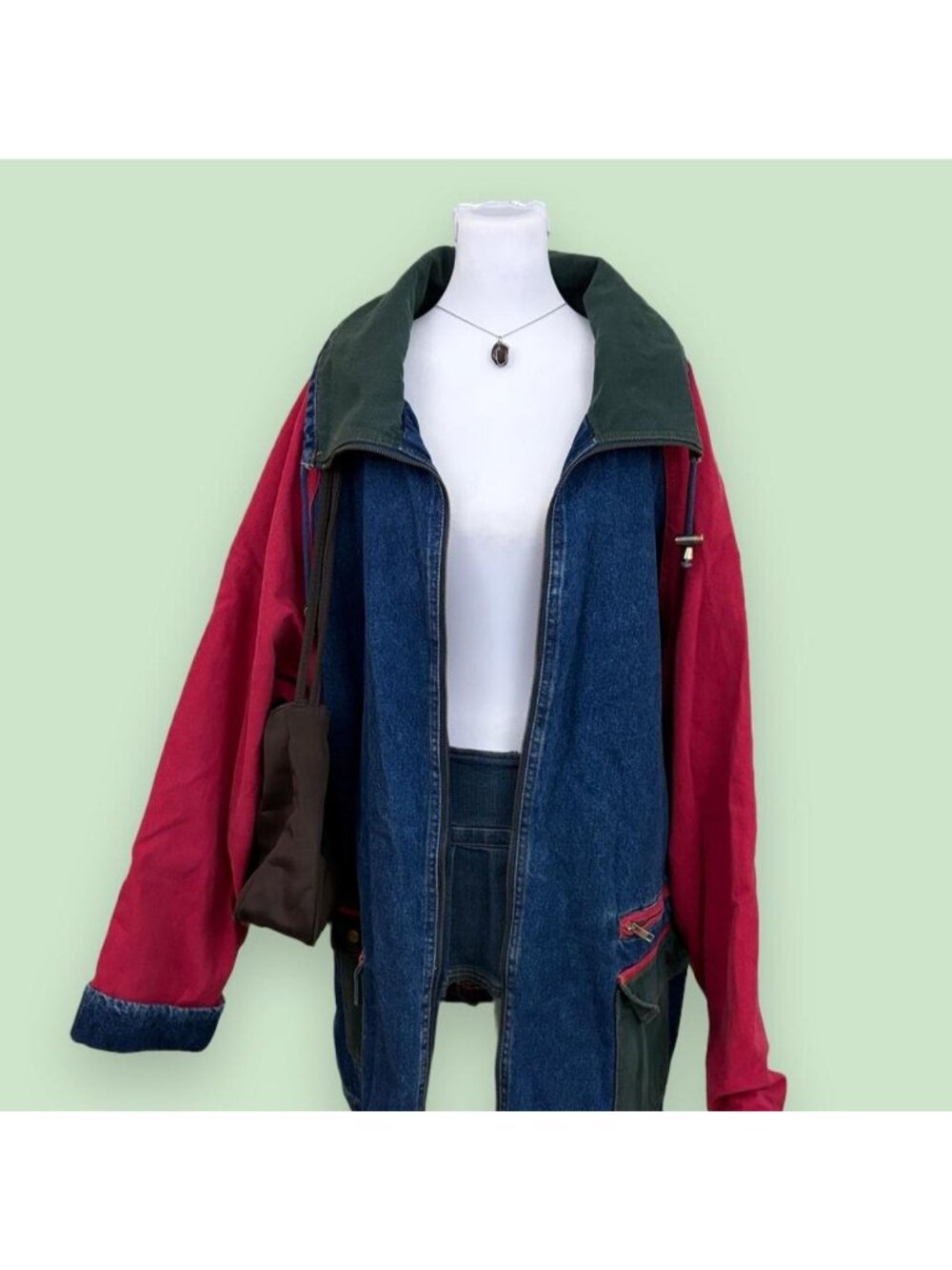 90s patchwork color block plus size chore coat barn jacket